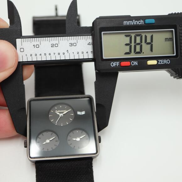 Vestal Savant Black Triple Time Zone Watch 38mm Mens Square Dial w New Battery - Picture 2 of 15